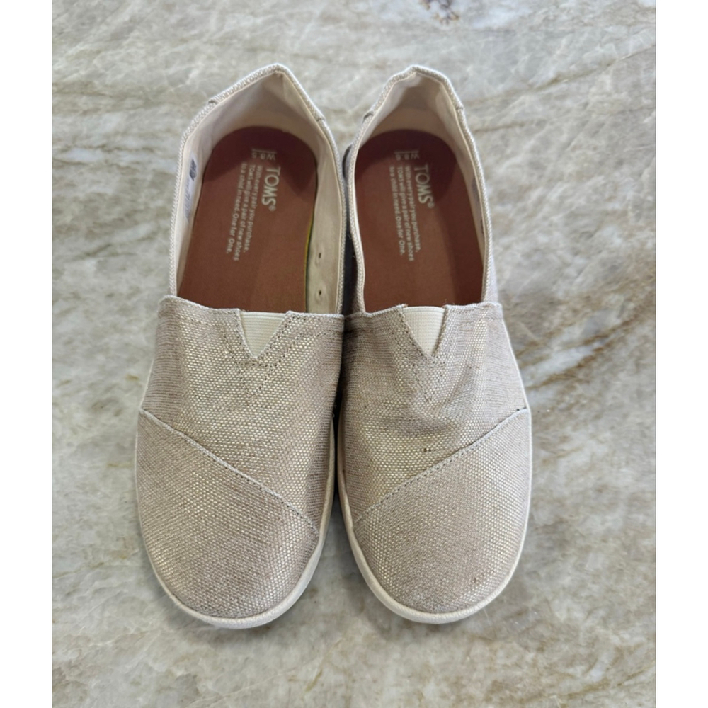TOMS Gold Metallic Canvas Flats & Loafers Size 8.5